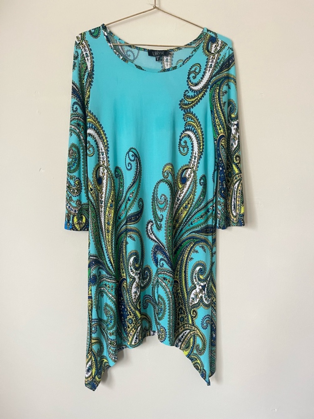 L'BISSE Y2K Style Turquoise Paisley festival boho Fairycore dress size S